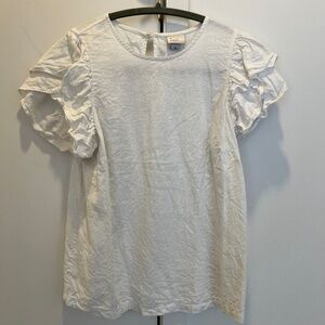 A New Day White Ruffled Sleeve Top